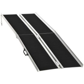 HOMCOM 8ft Aluminum Access Ramp, Portable, Non-Skid Surface, Easy Storage, for Quick Access, Steps, Doorways, Black