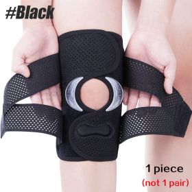 1PC Compression Knee Brace Support, Knee Wrap with Side Stabilizers for Knee Pain, Running, Meniscus Tear, ACL, Arthritis Relief (Color: 1 PCS Black, size: L)